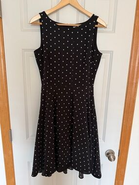 White House Black Market Black Polka Dot Midi Dress